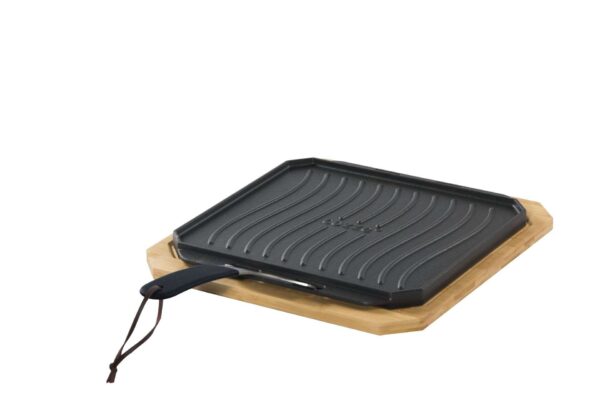 cozze pan gietijzer dubbelzijdig gebruik met bamboe serveerplank 33 cm