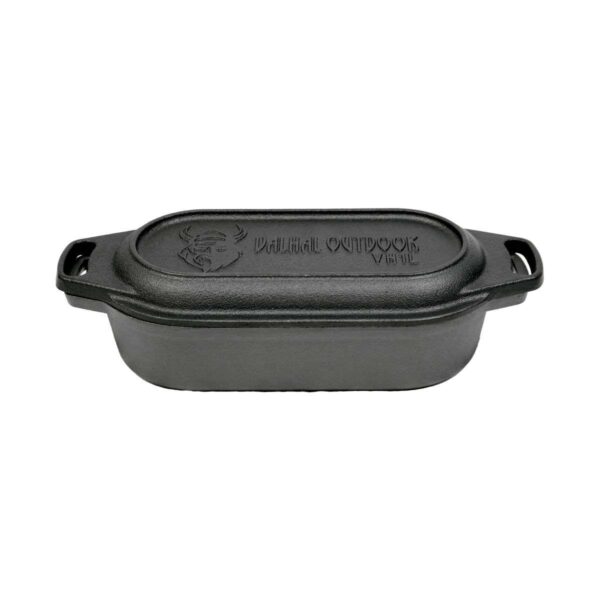 valhal dutch oven braadpan gietijzer met grill deksel ovaal 1 liter