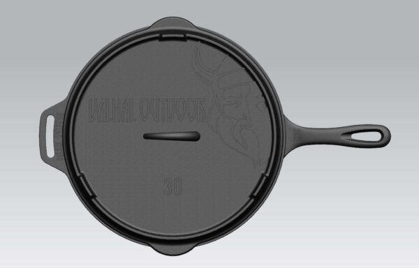 valhal skillet gietijzer met deksel en grillpatroon ø30 cm