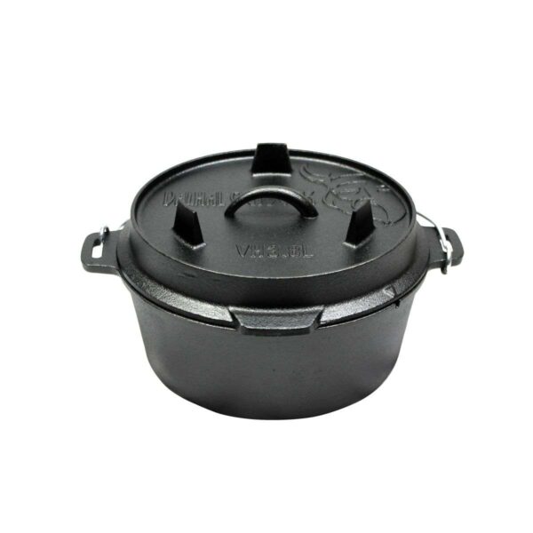 valhal dutch oven braadpan gietijzer vlakke bodem 8 liter